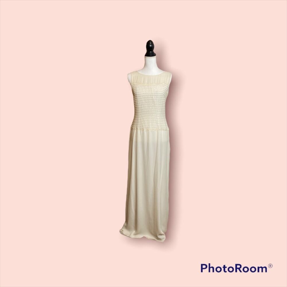 Gorgeous Kay Unger New York Ivory silk beaded maxi dress- wedding dress- Size 6